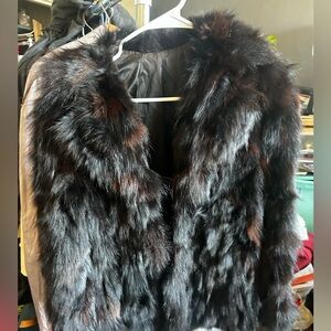 Vintage black rabbit fur with hints of red throughout